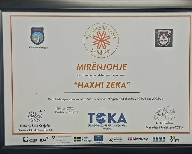 🙏 Mirënjohje nga Organizata TOKA – Dita e Solidaritetit